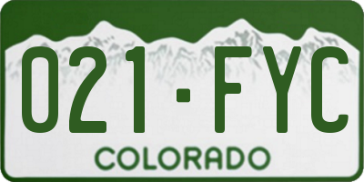 CO license plate 021FYC