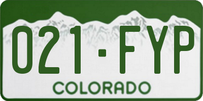 CO license plate 021FYP