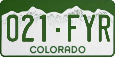 CO license plate 021FYR