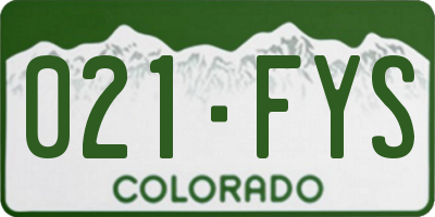 CO license plate 021FYS