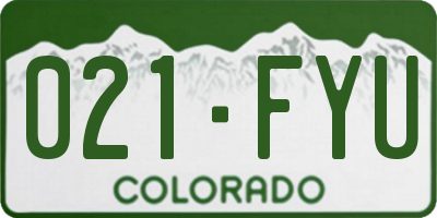 CO license plate 021FYU