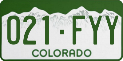 CO license plate 021FYY