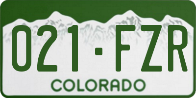 CO license plate 021FZR