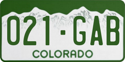 CO license plate 021GAB