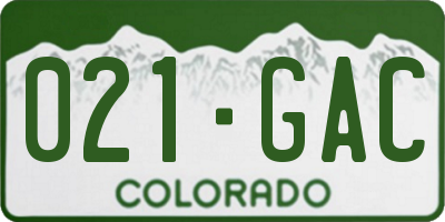 CO license plate 021GAC
