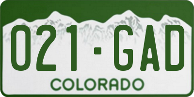 CO license plate 021GAD