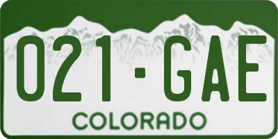 CO license plate 021GAE