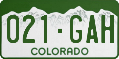 CO license plate 021GAH