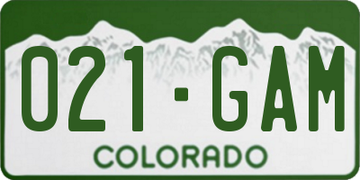 CO license plate 021GAM