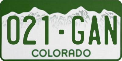 CO license plate 021GAN