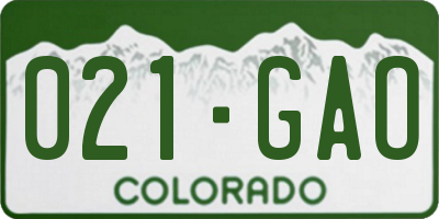 CO license plate 021GAO