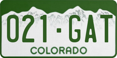 CO license plate 021GAT