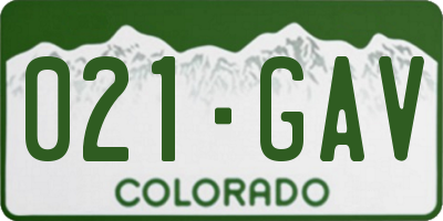 CO license plate 021GAV