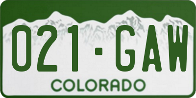 CO license plate 021GAW