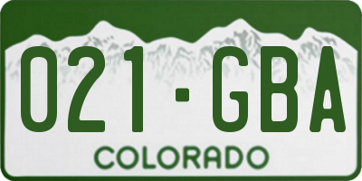 CO license plate 021GBA