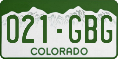 CO license plate 021GBG