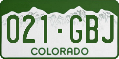 CO license plate 021GBJ