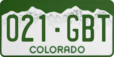 CO license plate 021GBT