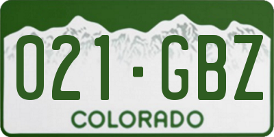 CO license plate 021GBZ