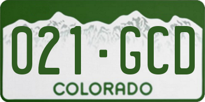 CO license plate 021GCD