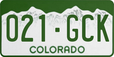 CO license plate 021GCK
