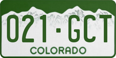 CO license plate 021GCT