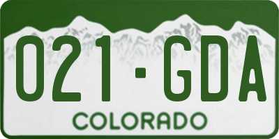 CO license plate 021GDA