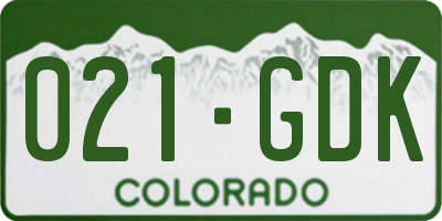 CO license plate 021GDK