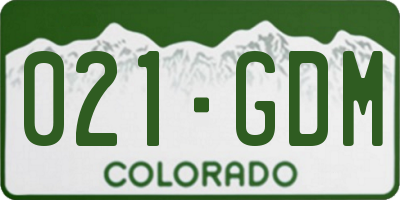 CO license plate 021GDM