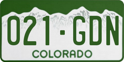 CO license plate 021GDN