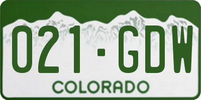 CO license plate 021GDW