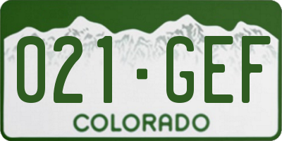 CO license plate 021GEF