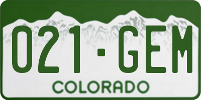 CO license plate 021GEM