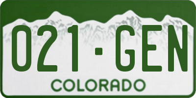 CO license plate 021GEN