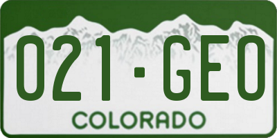 CO license plate 021GEO