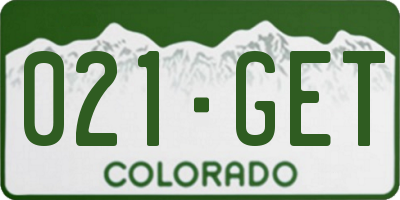 CO license plate 021GET