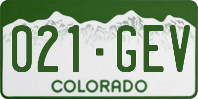 CO license plate 021GEV