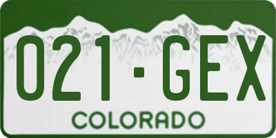 CO license plate 021GEX