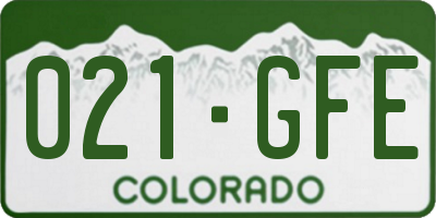 CO license plate 021GFE