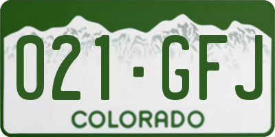 CO license plate 021GFJ