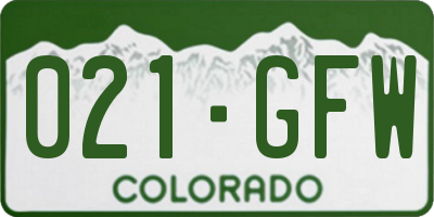 CO license plate 021GFW