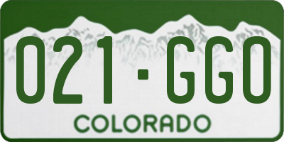 CO license plate 021GGO