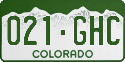 CO license plate 021GHC