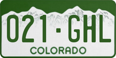 CO license plate 021GHL