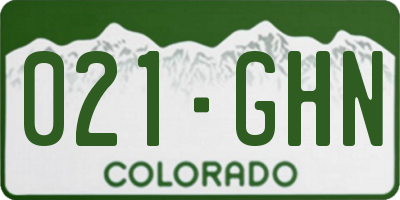 CO license plate 021GHN