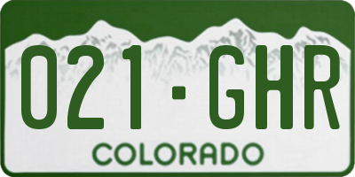 CO license plate 021GHR