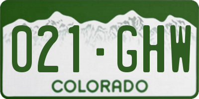 CO license plate 021GHW