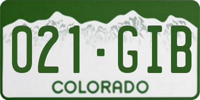 CO license plate 021GIB