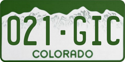 CO license plate 021GIC