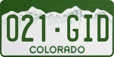 CO license plate 021GID